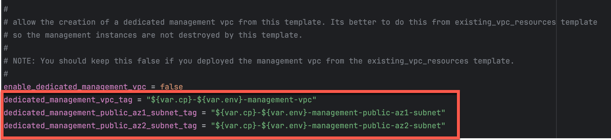Non-Default Tags Management