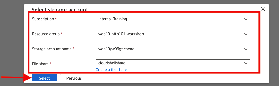 Azure Cloud Shell Storage Account