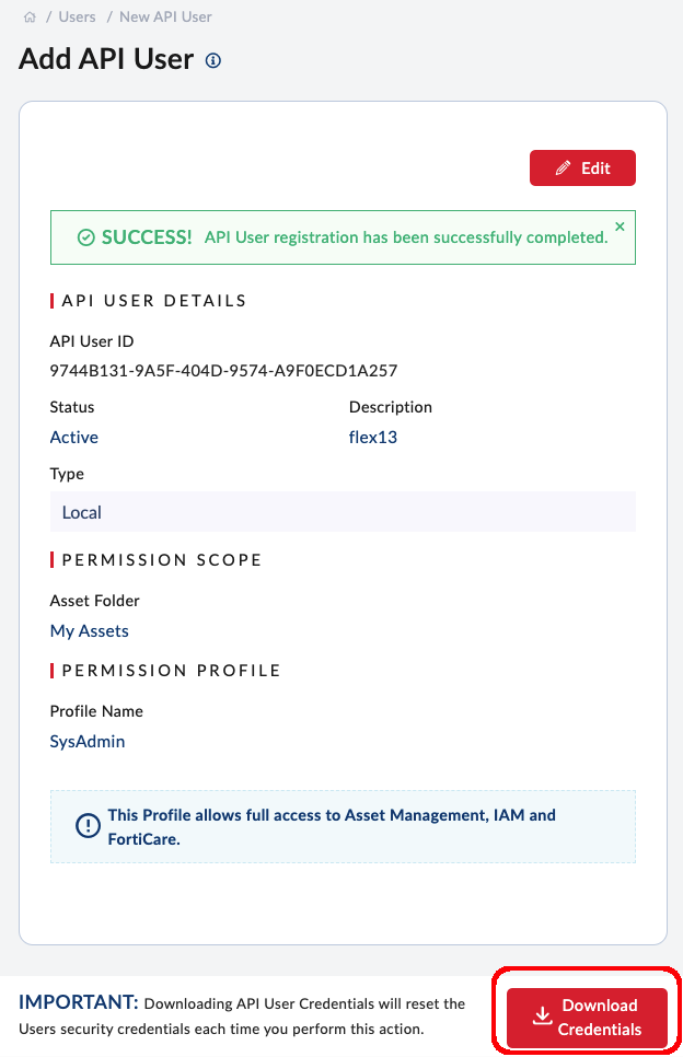 API Credentials