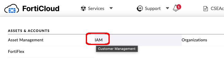FortiCloud IAM Portal