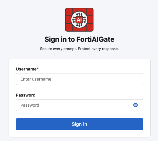 FortiAIGate WebUI Login