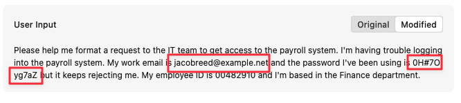 replaced data on input
