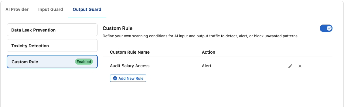 Output Guard Custom Rule